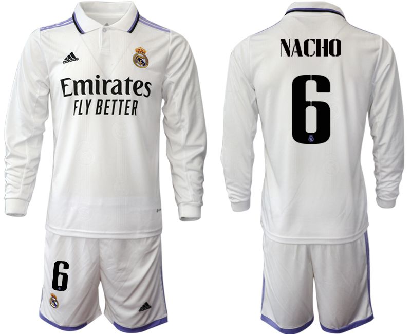 Men 2022-2023 Club Real Madrid home long sleeve white #6 Soccer Jersey